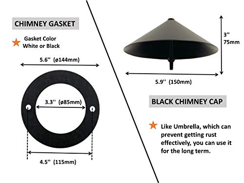 Pellet Grill Smoke Stack with Gasket Replacement for Pit Boss,Traeger,Camp Chef,Z Grills Wood Pellet Grill