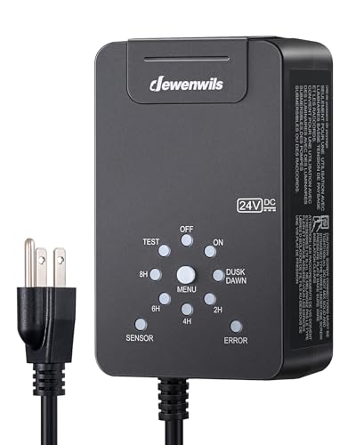 DEWENWILS 60W Low Voltage Landscape Transformer 120V AC to 24V DC, Outdoor Landscape Lighting Transformer Photocell Sensor &amp; Timer, Weatherproof Low Voltage Transformer for Spotlights Pathway Lights