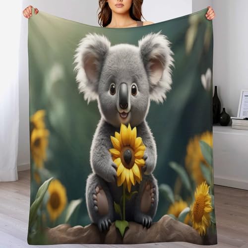 Couverture flanelle polaire koala chaude douce plaid canapé lavable 130x180 - 2