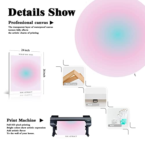 Ziyuan Colorful Aura Posters For Room Aesthetic 3 Piece Aura Gradient Spiritual Affirmation Canvas Wall Art Positive Energy Painting Danish Pastel Room Wall Decor For Bedroom Yoga 24X36In Framed #TOP2