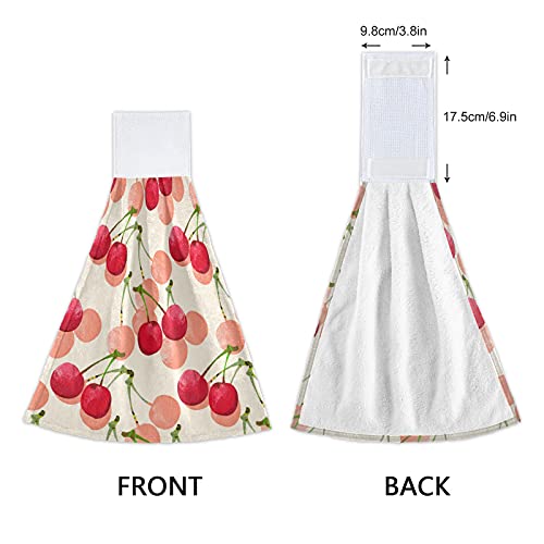 Boccsty Red Cherry Hanging Kitchen Towels 2 Pieces Frensh Fruits Dish Towels Hand Towel Tea Bar Towels For Bathroom Farmhouse Housewarming Tabletop Home Decor #TOP3