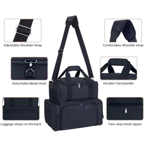 Nail Polish Organizer Case Holds 80 Bottles (15ml - 0.5 fl.oz) and a Nail Lamp,Nail Polish Case with 2 Removable Bags and Tools Storage Sections Black3