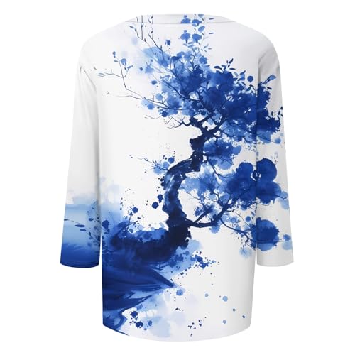 HTHLVMD Womens 3/4 Length Sleeve Tunic Tops Summer Fall Outfits 2025 Three Quarter Sleeve Casual V Neck T Shirts for Women
