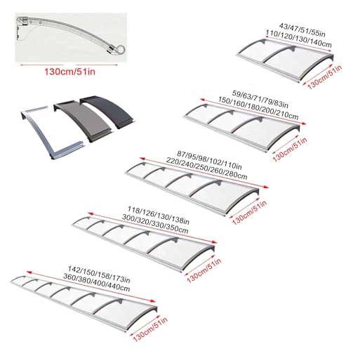 Auvent de porte en polycarbonate robuste avec toit arqué durable