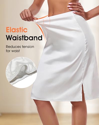 Image of MANCYFIT Half Slips for Women Satin Slip Skirt Under Dresses Anti-Static Side Slit Underskirt