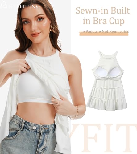 Image of Camisoles for Women with Built in Bra Adjustable Strap Tank Tops Cami Sleeveless Summer Tops for Workout Sleeping Traveling
