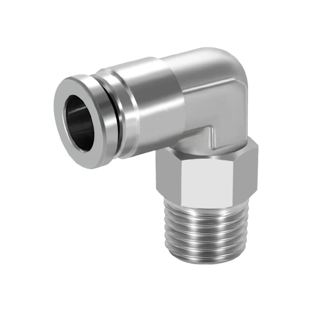 zorfar 1PCS 316L BSPT Stainless Steel 90 Degree Elbow, Quick Push-in Pneumatic Pipe Fitting for Air Tubing Connection(4mm,M5x0.8)