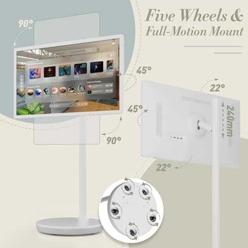 Image of Teamgee 32-Inch Portable Smart Screen on Wheels, Wireless Touch Monitor with 8-Hour Battery, Android 13, Full-Motion Mount for Streaming, Work, and Multi-Purpose Use