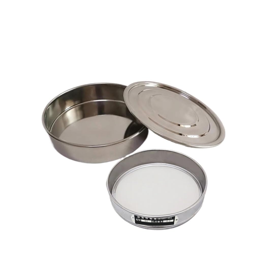 UZAMIRLEX Sieve Fine Mesh, Stainless Steel Mesh Galvanized Lab Sieve 20cm With Lid Bottom Multiple Mesh Sizes(40 mesh(0.45mm))