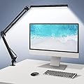 ODOM Swing Arm Led Desk Lamp with Clamp, 3 Color Modes 6 Brightness & Stepless Dimming Eye-Caring, 360 Degree Flexible Desk Lamps for Home Office, with 12V AC/DC Adapter