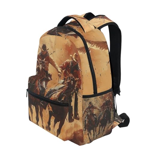 YETTASBIN Western Cowboy Backpack for Men Women, Waterproof High/Middle School Bookbag Lightweight Laptop Travel Daypack with Multiple Pockets for Teens Boys Girls - Image 4