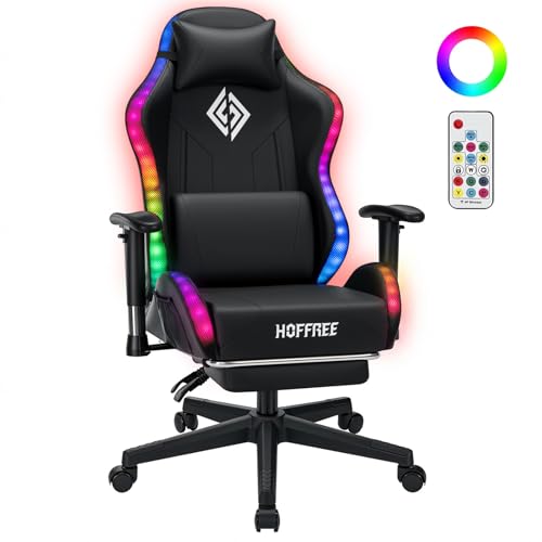HOFFREE LED Gaming Chair for Kids Reclining Gaming Chairs for