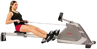 Sunny Health & Fitness Magnetic Rowing Machine Rower with Dual Resistance, Programmable Monitor