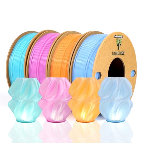 Image of Translucent PLA Filament Bundle, Crystal Filament 1.75mm, 250g*4 | Translucent ice orange /blue /green /pink PLA features an elegant frosted finish perfect for glowing decors