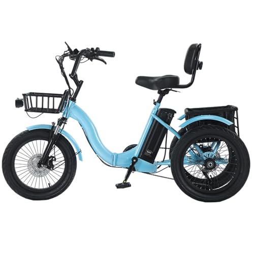 EaThsalL Triciclo Bicicleta Electrica Plegable Adulto 18 Pulgadas con Cesta de Carga Neumáticos Anchos para Adultos Plegable y fácil de Escalar Capacidad de Carga de 30 kg