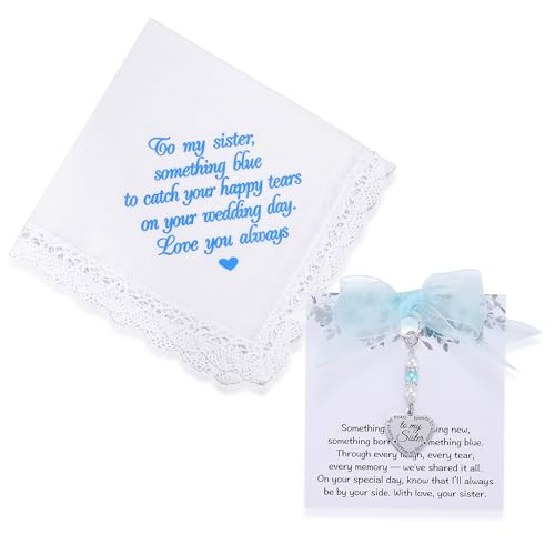 Image of MIXJOY Something Blue Gift for Bride, Wedding Day Bridal Blue Pearl Angel Wings Bouquet Garter Charm for Bride to Be