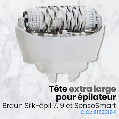 Tête d'épilation extra large compatible Silkepil 9 et 7 pour une peau lisse