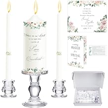 Layhit 3 Pack Unity Candles with Glass Holder for Wedding Ceremony Wedding Unity Taper Candles Religious Ceremony Accessories Marriage Decor for Newly Couple Anniversary Church Events Gifts
