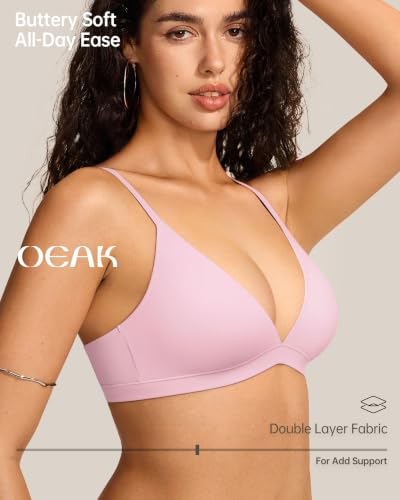 Image of OEAK Women Triangle Unlined Bra Wireless Pull On Plunge Bras