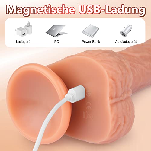 22cm Realistischer Dildo Vibration für Frauen mit Stoßfunktion, Silikon Vibrator Diloschwanz für Männer Sex Spielzeug für die Frau, Vibratorstarb Frauen Sex Toys für Paare – Bild 6