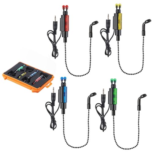 Alarma de pesca sensible con 4 swingers colgantes de cadena para detectar picadas sutiles