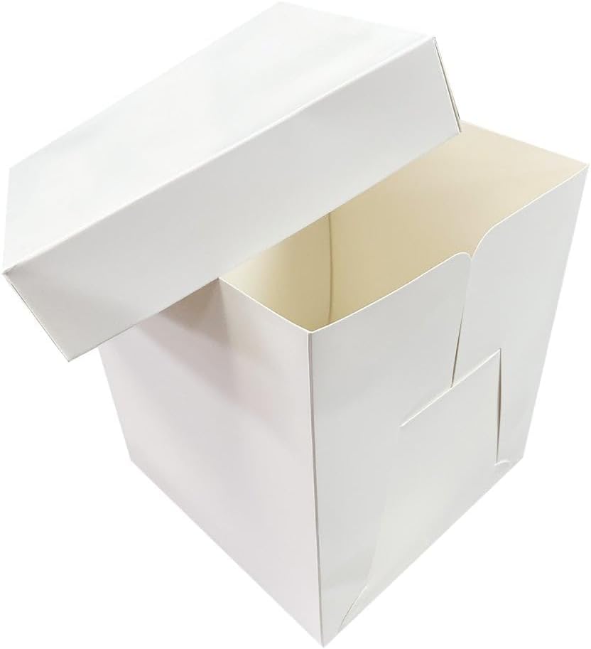 Tall White Cake Box Extra Deep, Ideal for High Celebration, Wedding, Birthday Cakes - 14" x 14" x 12" (1)