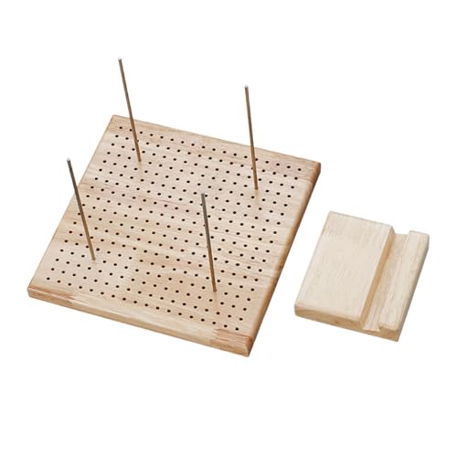 Tablero de madera para tejer sin bordes enrollados usando alfileres para crochet 7
