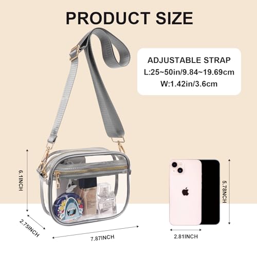 Image of Fibrdoo Clear Bag Stadium Approved, Leather Clear Crossbody Purse Bag for Concerts Sports Events Festivals