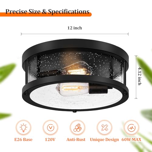 image for Brightever Black Flush Mount Ceiling Light Fixture, Farmhouse Light Fi