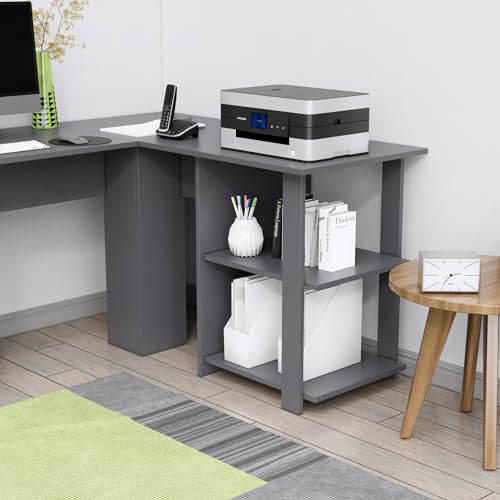 Image of Bniture Wooden Study Table for Home | Engineered Wood Study Table with Shelf Storage | L Shape Multi Purpose Computer Desk for Writing & Study | Laptop Table for Study Room & Office | Slate Grey