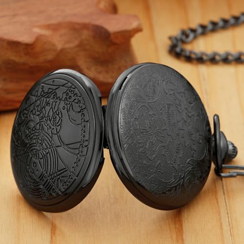 Image of Quartz Pocket Watch for Men, White Roman Digital Dial Pocket Watches for Men with Chain