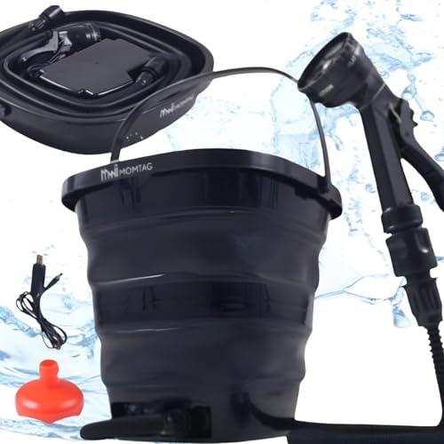 iimono117 ポータブルシャワー 携帯シャワー 充電式 40分 使用可能 [ 最大射程10m お湯対応 ] 電動シャワー 19L 折りたたみ式 簡易シャワー 水流量調節 キャンプ 海水浴 水遣り 洗車 ペットシャワー 掃除 防災 停電時用