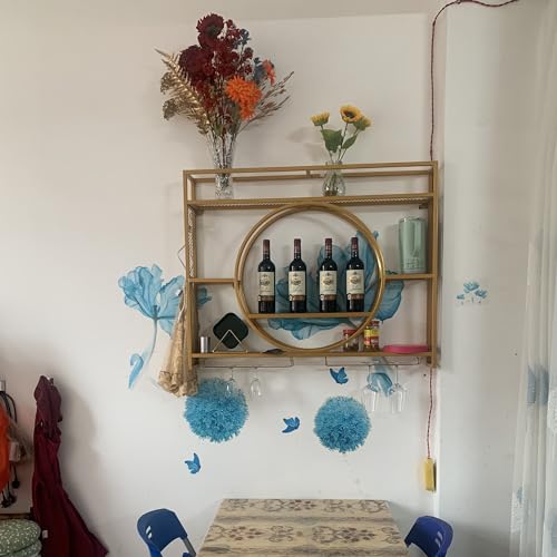 Porte bouteille mural en métal noir pour rangement de vin