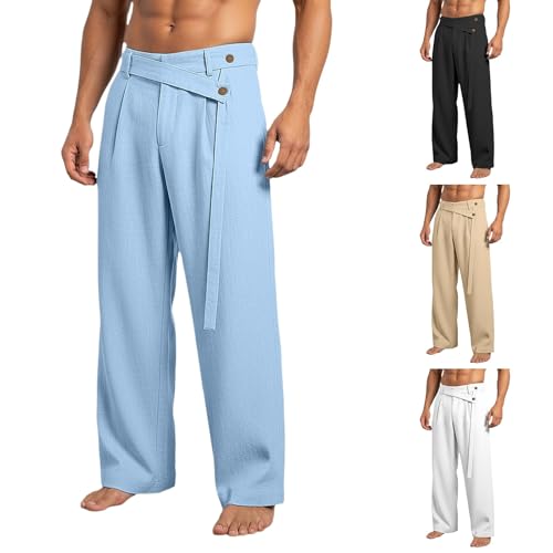 Pantalon coton et lin homme de qualité supérieure au tombé droit impeccable