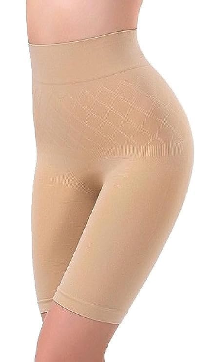 Image of SHEWIN Women's High Waist Anti Rolling Strips Shapewear Comfortable Slimming Panties Underwear Body Compression Shorts (Free Size ou to M to 2XL Biege)