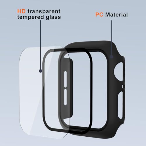Image of 2 Pack Case for Apple Watch Screen Protector SE 3(2025) SE 2 /SE /Series 4 5 6 40mm with Tempered Glass | Slim Guard Bumper | Full Coverage Hard PC Protective Cover | Compatible iWatch 40mm