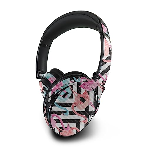 Image of MightySkins Carbon Fiber Skin Compatible with Bose QuietComfort 45 Headphones Pop Flamingo | Protective, Durable Textured Carbon Fiber Finish | Easy to Apply | Made in The USA