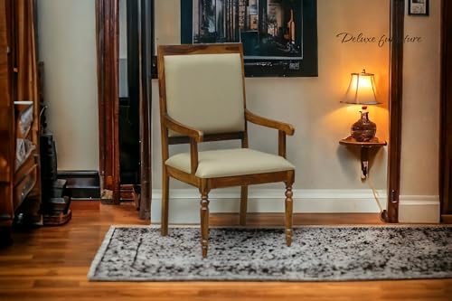 Image of Solid Wooden Chair | Arm Chair for Living Room, Bedroom & Home (23D x 23W x 44H Inchs) (Warren-Provincial Teak, One Seat)