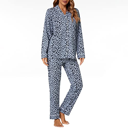 Image of Tugege Pajamas Set Long Sleeve Sleepwear Womens Button Down Nightwear Pj Sets