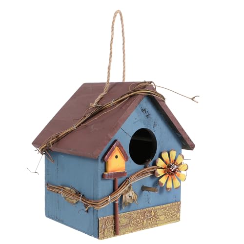 KOCKSHION 屋外園用木製バードハウス 鳥す箱 吊り下げ式インコ用 鳥観察向けガーデン装飾