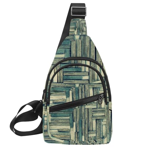 Sac à bandoulière vintage à motif bois pour femme - Sac de poitrine multicolore 30x18cm