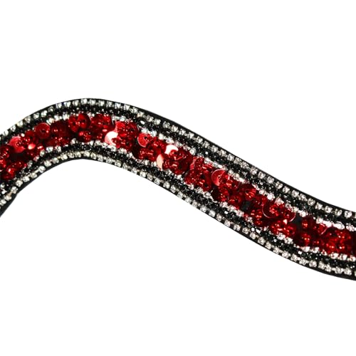 Stitch-Witch A LOT OF FUN106-1000-4 38 Inches Long Sparkle Rhinestones And Sequin Red Snake Shaped Patches Applique Trim Ribbon thumb #2