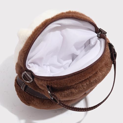 HUIJUFU Schoudertas voor dames, kat, pluche, kawaii, reistas, portemonnee, mooi ding op de schouder, Zwart en wit