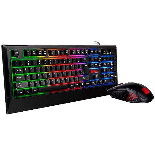 Tt Esports/Thermaltake Challenger Combo RGB (GER) | Tastatur-Maus-Set | Ergonomisch | rechts-und linkshänding | deutsches Layout (QWERTZ) | schwarz
