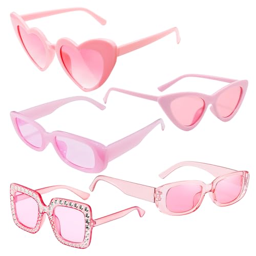 HDGSAFD 5 Pezzi Di Occhiali Da Sole Rosa, Occhiali Da Sole Di Moda, Protettivi Uv, Accessori Per La Protezione Solare Estiva, Lenti Sfumate Multi-Stile.