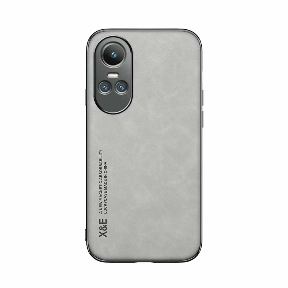Kepuch Silklike Case for Oppo Reno 10/Reno 10 Pro - Cover Bumper Built-in Metal Plate for Oppo Reno 10/Reno 10 Pro - Gray