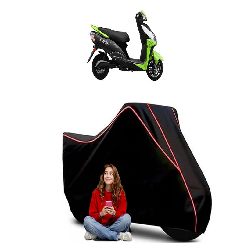 Image of Gemopai Scooty Bike Cover Water Resistant Outdoor Use Universal Fit Scooters Motorcycles Heavy Duty UV Protection Dust Rain Scratch Resistant Elastic Bottom Black Blue Piping