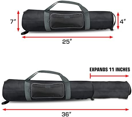 USA Gear Padded Tripod Case with Shoulder Strap, Adjustable Size Extension and Storage Pocket for Professional Camera Accessories and Photo Carrying Needs - Holds Tripod from 53 to 89 cm Folded