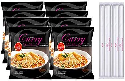 Prima Taste La Mian Curry, Singapore Premium Noodles, La Mian Noodles, Plus Free Chopsticks Pack Of 8 (Curry)