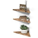 DELFOY Wall Mounted Rustic Wood Straight Edge Corner Shelf Storage Rack, Bookcase, Floating Shelves